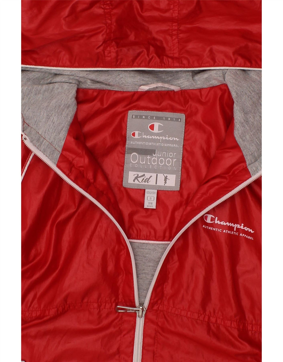 CHAMPION Girls Hooded Windbreaker Jacket 7-8 Years Small  Red Cotton Vintage Champion and Second-Hand Champion from Messina Hembry 