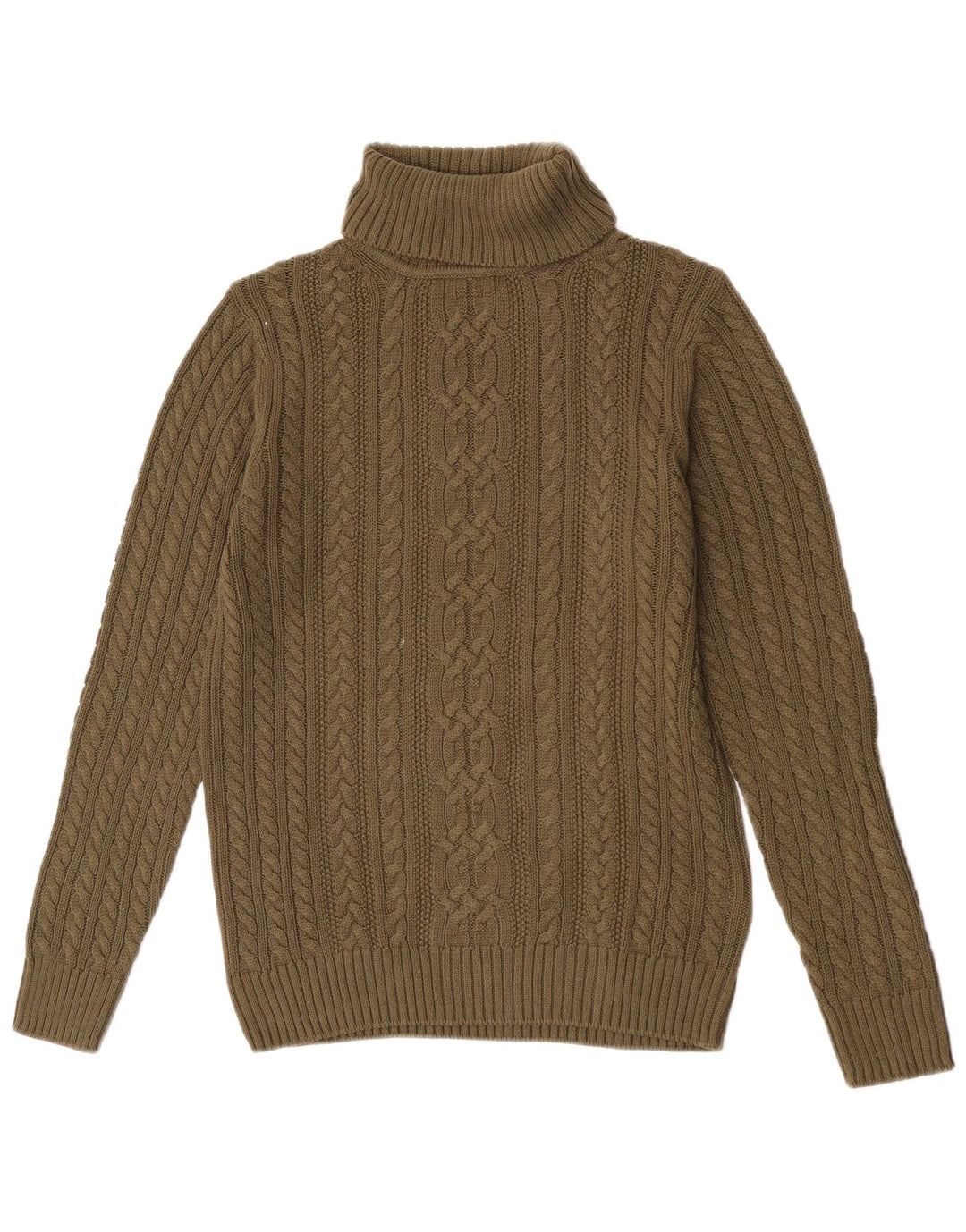 Pulover vintage pentru bărbați cu gât rulat, bumbac verde mediu