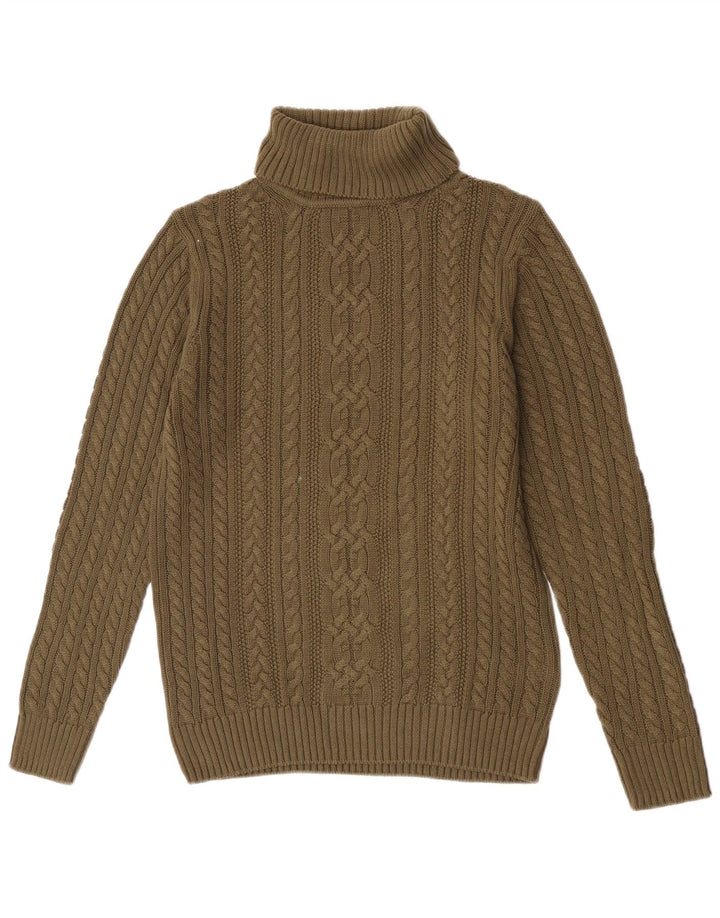 Pulover vintage pentru bărbați cu gât rulat, bumbac verde mediu