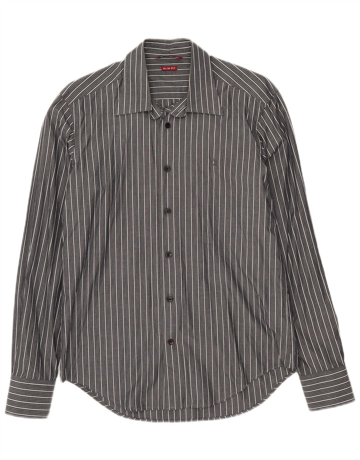 Cămașă pentru bărbați Carrera Slim Fit, bumbac cu dungi gri mediu