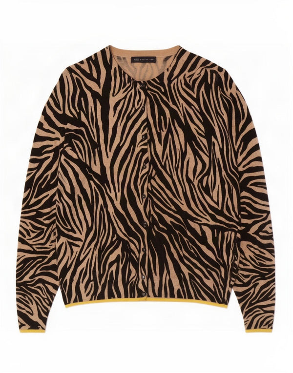 Pulover cardigan pentru femei Marks & Spencer UK 12 Medium Bej Animal Print