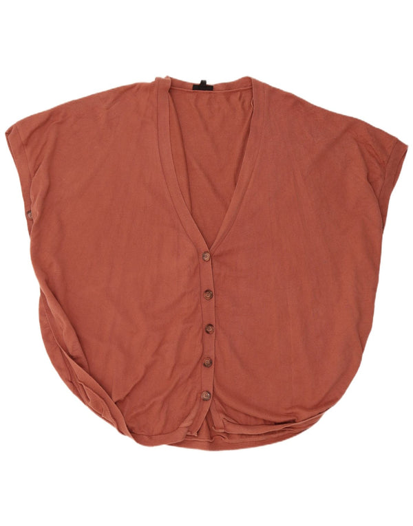 Topshop Pulover Poncho Cardigan fără mâneci pentru femei UK 14 Mare bumbac maro