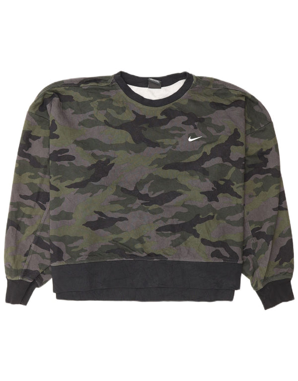 Pulover supradimensionat Nike Dri Fit pentru femei UK 20 2XL Camuflaj gri