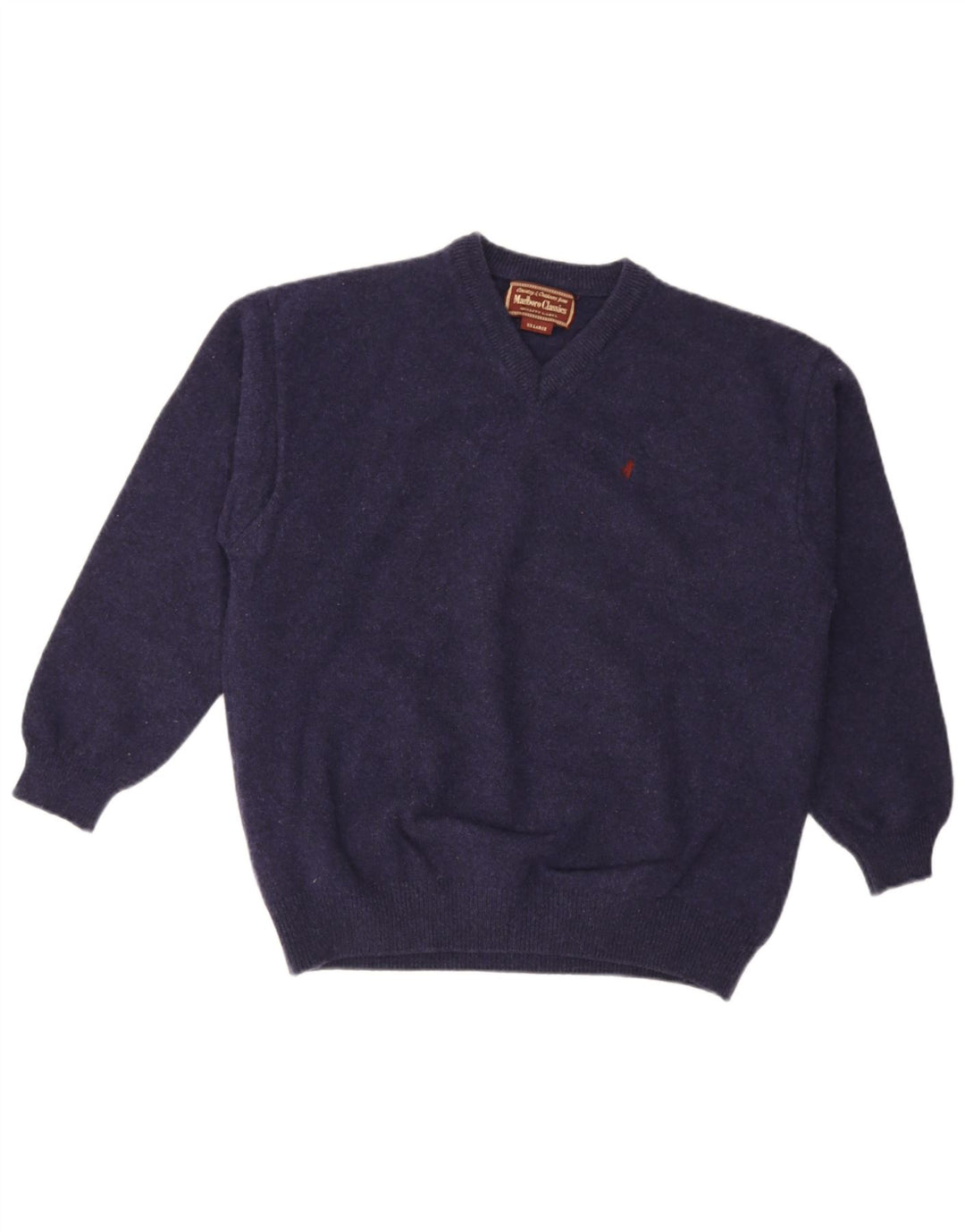 Pulover cu decolteu în V Marlboro Classics pentru bărbați, 2XL, lână bleumarin