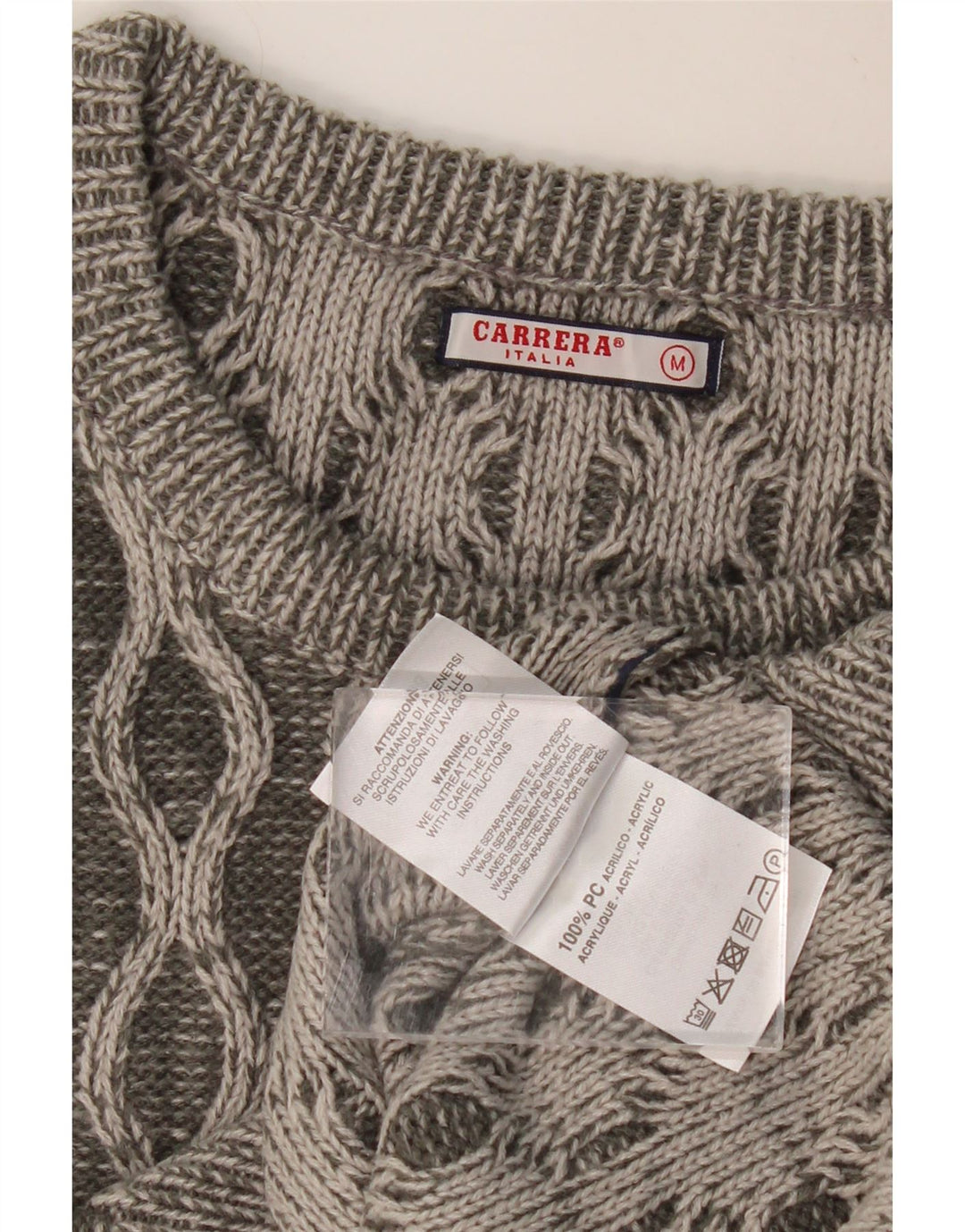 CARRERA Pulover pentru bărbați cu decolteu rotund, gri mediu, geometric geometric