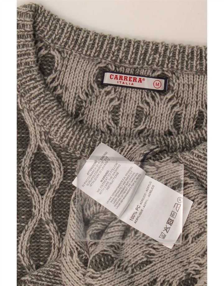 CARRERA Pulover pentru bărbați cu decolteu rotund, gri mediu, geometric geometric