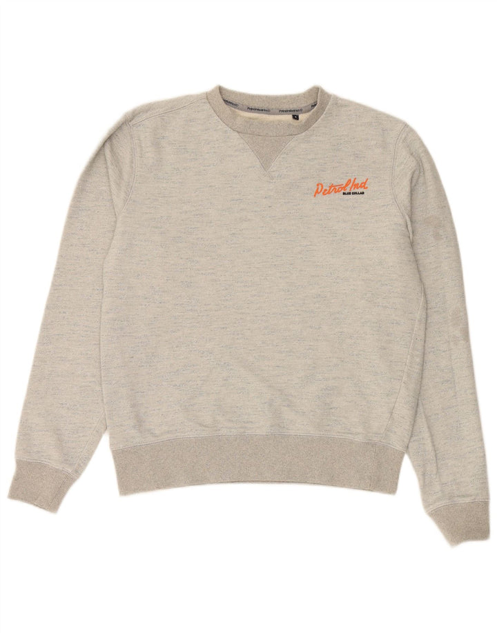 PETROL INDUSTRIES Mens Sweatshirt Jumper Small Grey Cotton