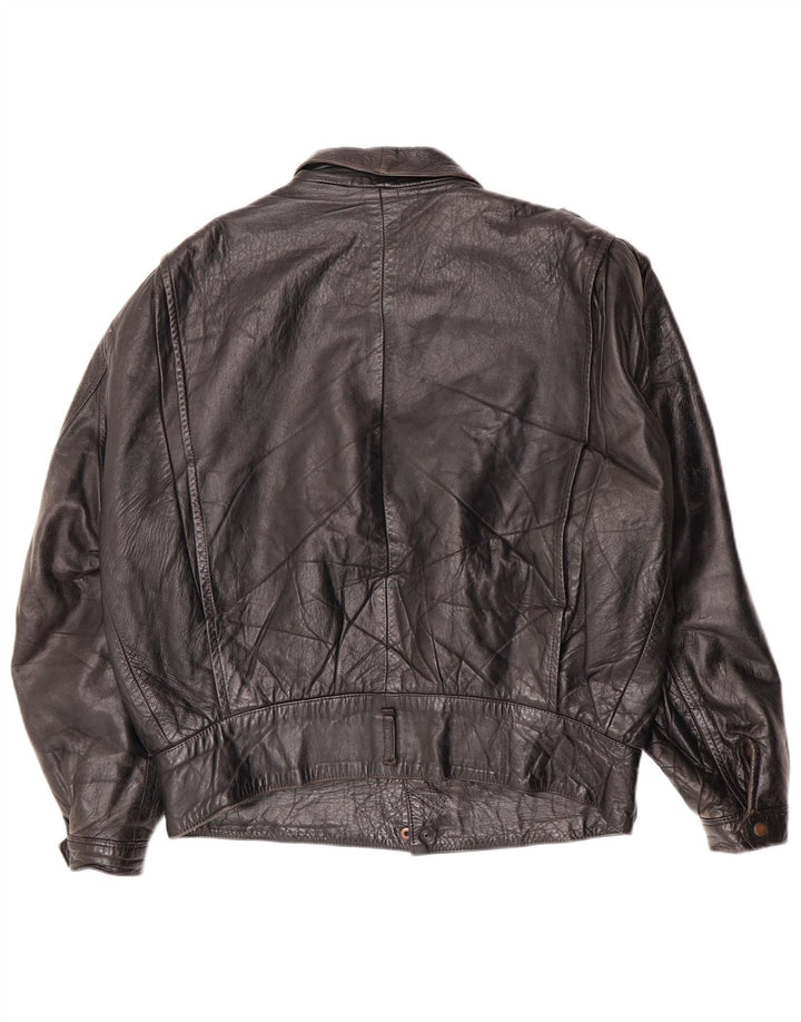 Jachetă militară din piele vintage pentru bărbați IT 46 Small Black