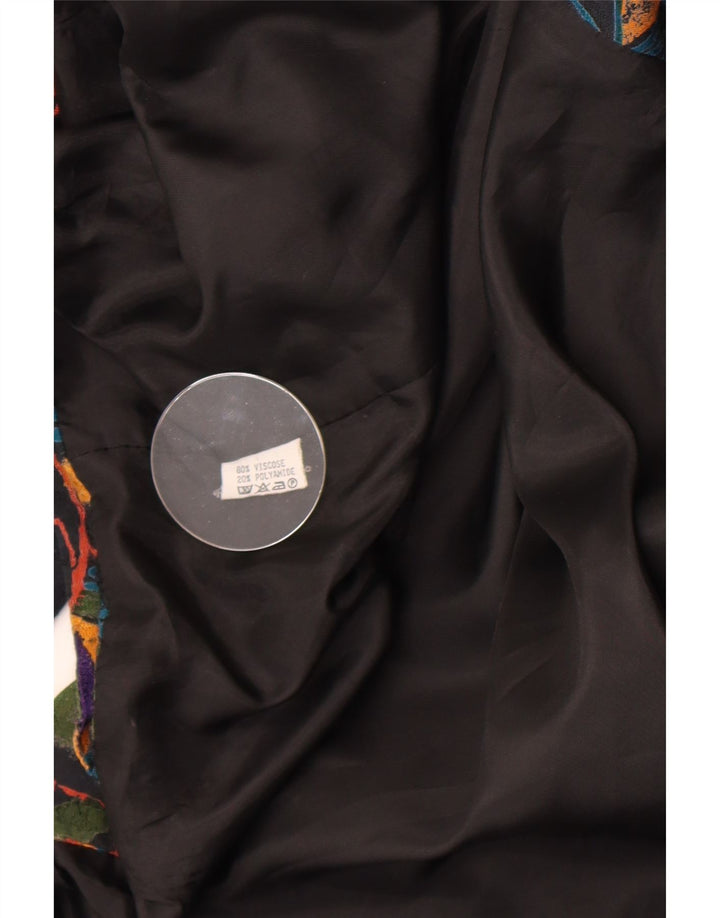 Jachetă bolero vintage pentru femei cu model abstract, UK 14 mediu multicolor