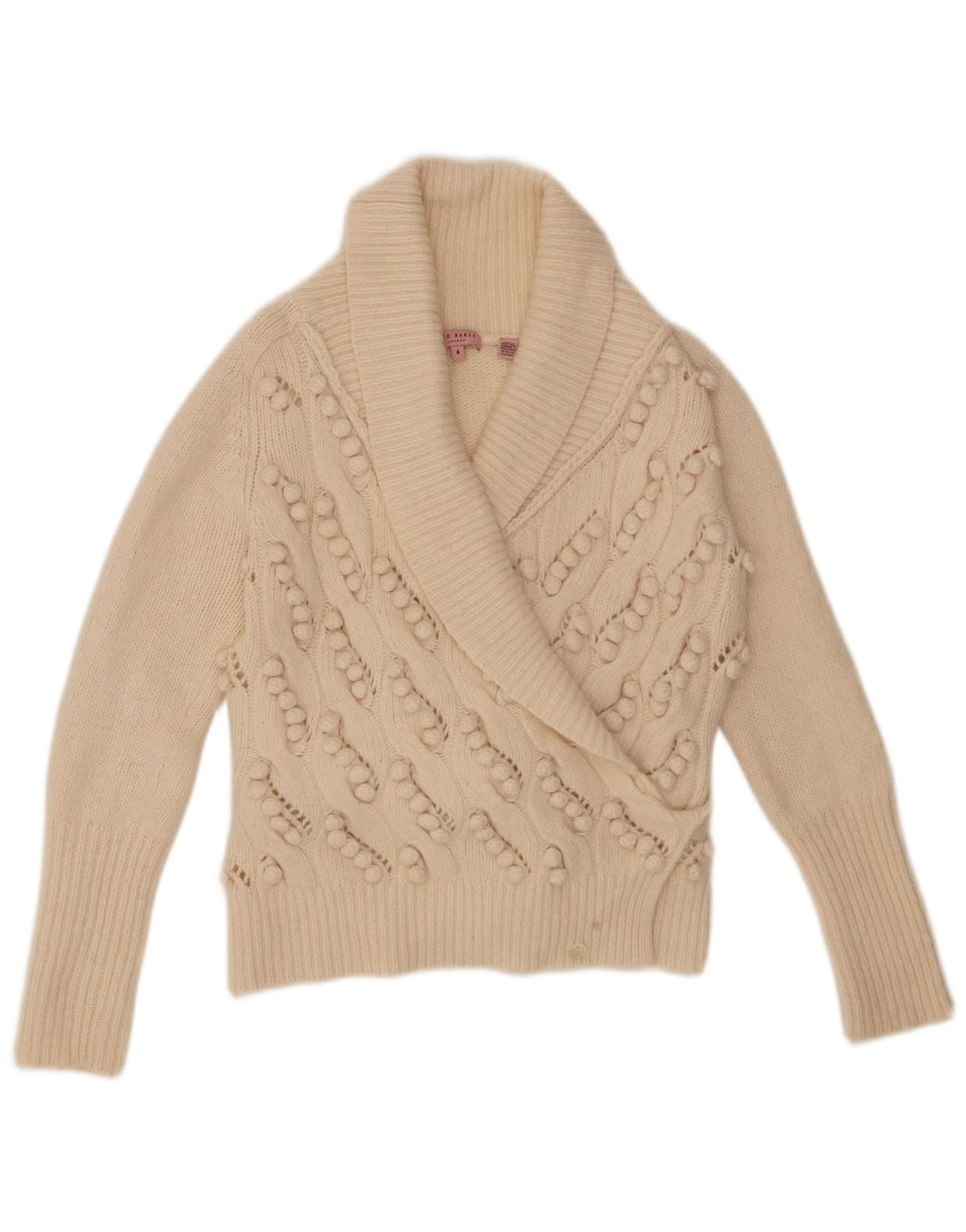 Pulover Wrap Cardigan Ted Baker pentru femei Mărimea 4 Lână mare, bej