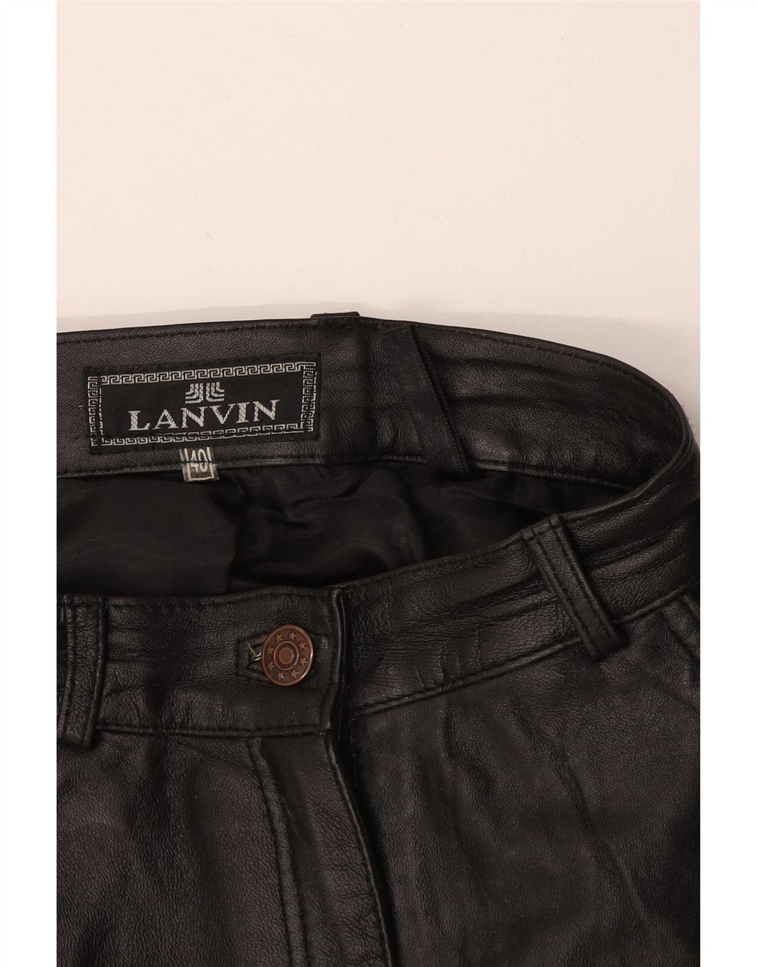Pantaloni de piele Lanvin pentru femei IT 40 Small W28 L27 Negru