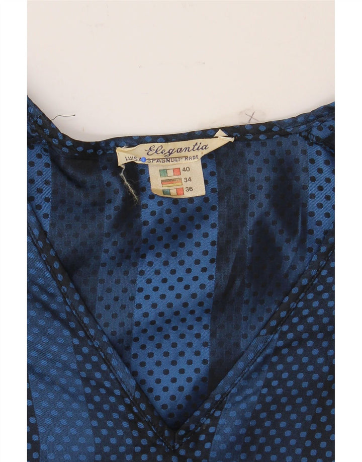 LUISA SPAGNOLI Womens 1/2 Sleeve Blouse Top IT 40 Small Navy Blue Spotted Vintage Luisa Spagnoli and Second-Hand Luisa Spagnoli from Messina Hembry 