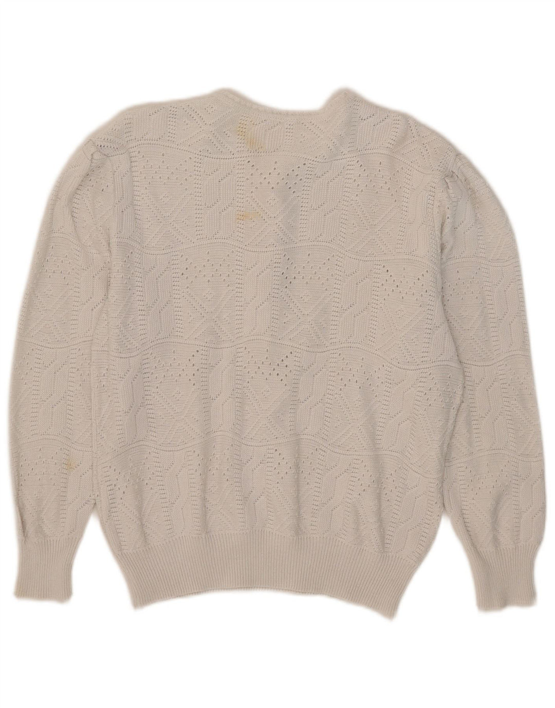Pulover Vintage pentru damă cu gât cu nasturi IT 42 Medium White Acrilic