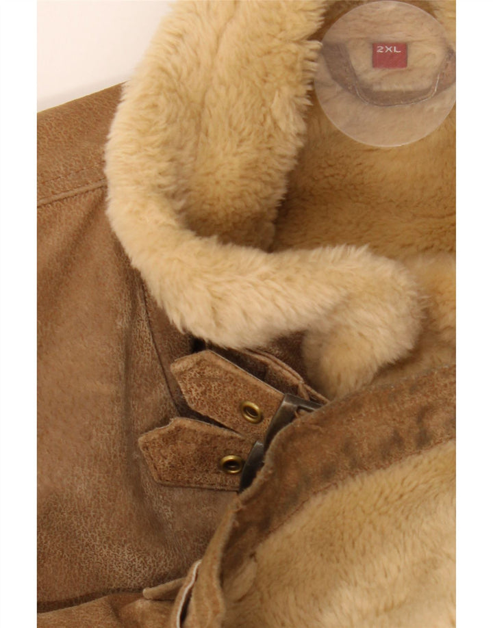 Jachetă din shearling pentru bărbați MONTGOMERY UK 44 2XL piele maro