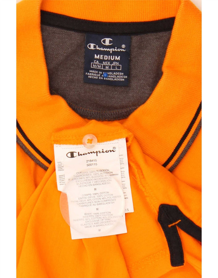 Tricou polo Champion pentru bărbați, bumbac cu dungi portocaliu mediu