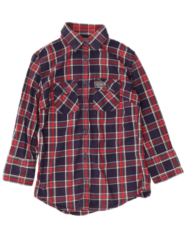 Cămașă de flanel cu mâneci 3/4 pentru femei Superdry UK 12 Medium, bleumarin, carouri