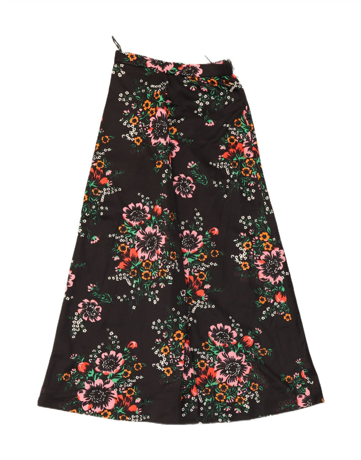 Fusta A-Line pentru femei VINTAGE W28 Medium Black Floral