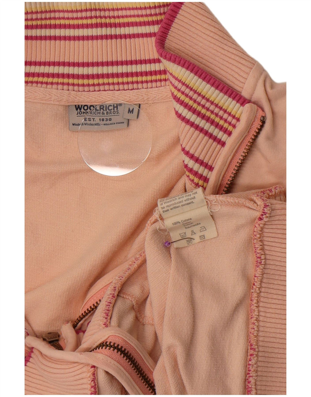 Jachetă de top pentru trening grafic Woolrich pentru femei UK 14 Medium Pink Striped