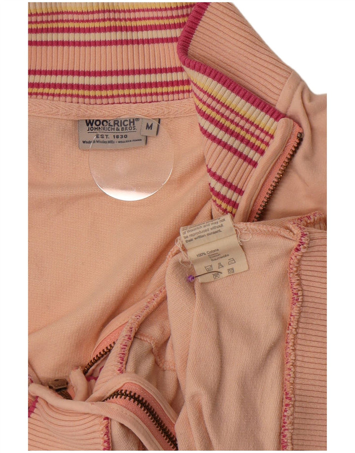 Jachetă de top pentru trening grafic Woolrich pentru femei UK 14 Medium Pink Striped