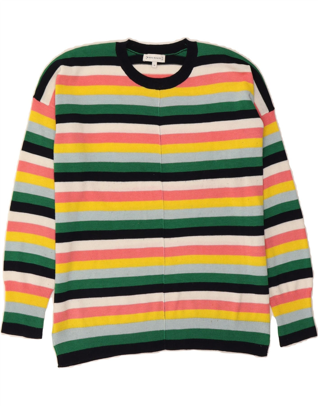 WAREHOUSE Womens Crew Neck Jumper Sweater UK 10 Small Multicoloured Vintage Warehouse and Second-Hand Warehouse from Messina Hembry 