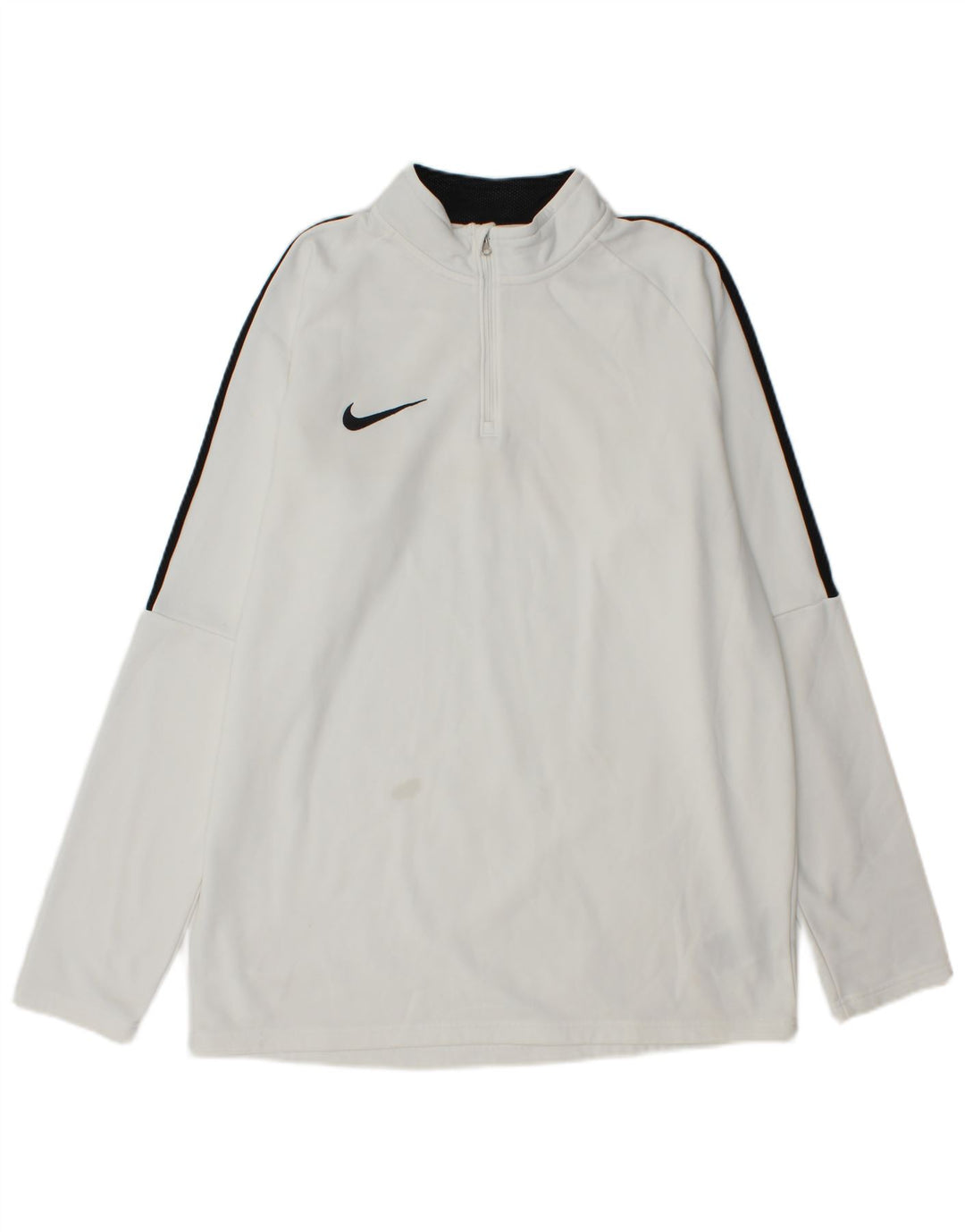 Top de trening pentru bărbați Dri Fit, cu fermoar și gât, color block, alb
