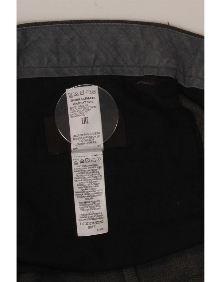 Pantaloni de costum obișnuiți conici pentru bărbați Marks & Spencer L36 L31 poliester gri
