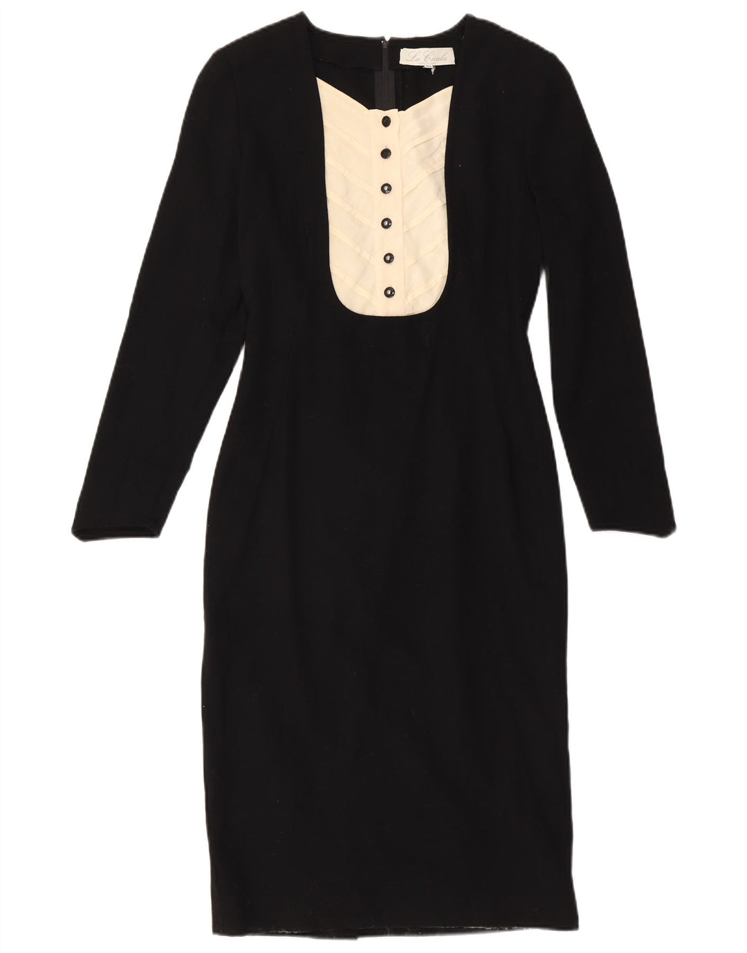 Rochie teacă vintage cu mânecă lungă pentru femei IT 42 Medium Black
