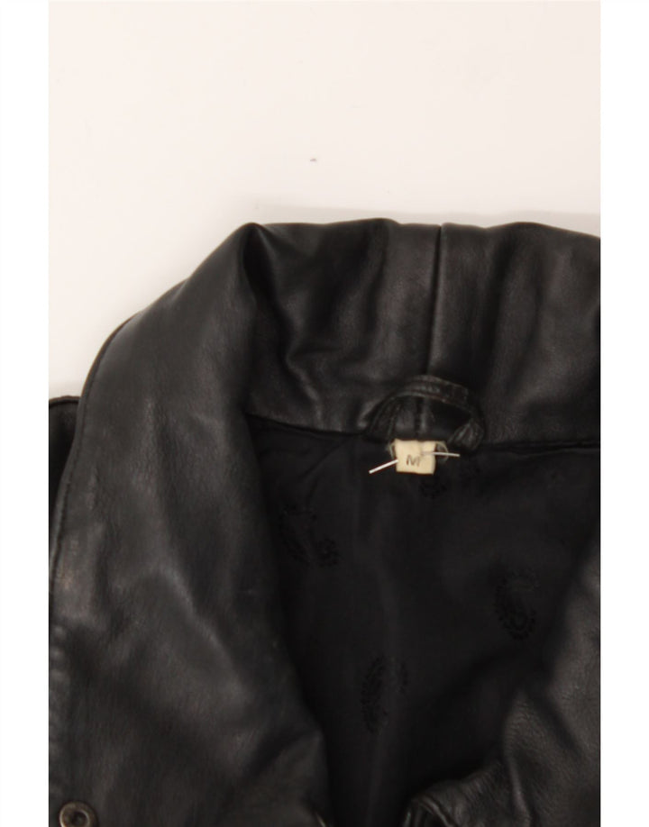 VINTAGE Womens Oversized Leather Coat UK 14 Medium Black Leather Vintage Vintage and Second-Hand Vintage from Messina Hembry 