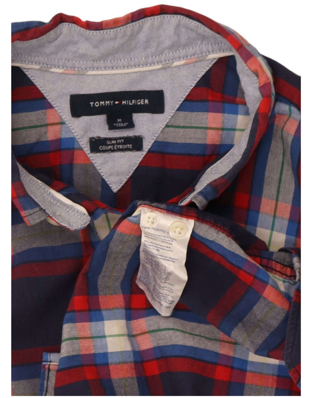 Cămașă slim cu mânecă scurtă pentru bărbați Tommy Hilfiger, carouri medii bleumarin