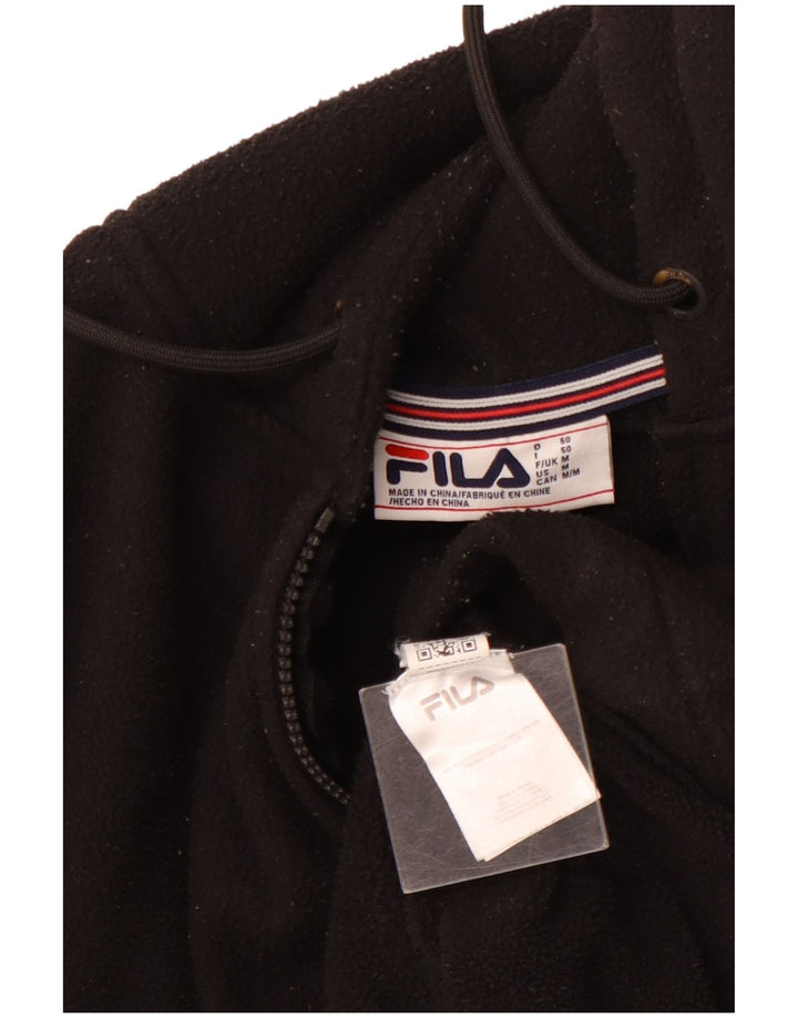 Pulover FILA pentru bărbați, cu glugă, cu fermoar și gât, poliester mediu negru