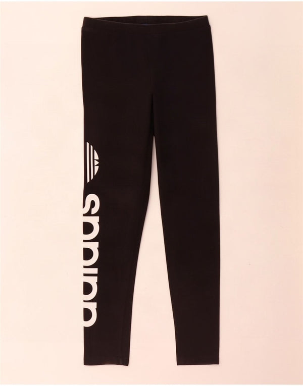 Leggings cu grafic pentru femei Adidas UK 8, bumbac negru mic