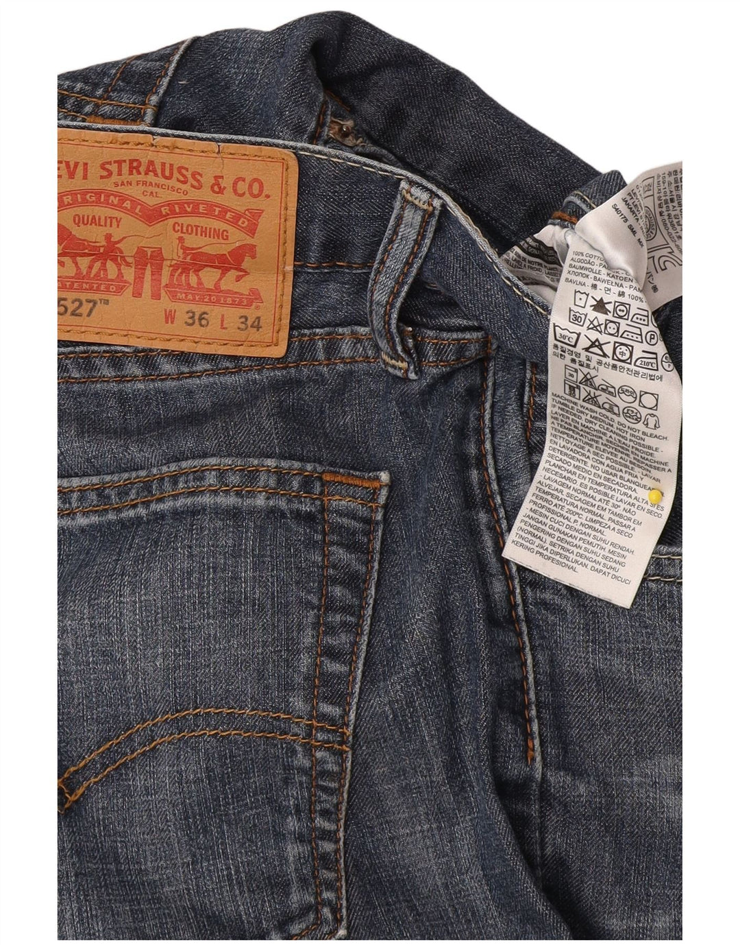 Blugi pentru bărbați Levi's 527 Bootcut W36 L34 Bumbac bleumarin