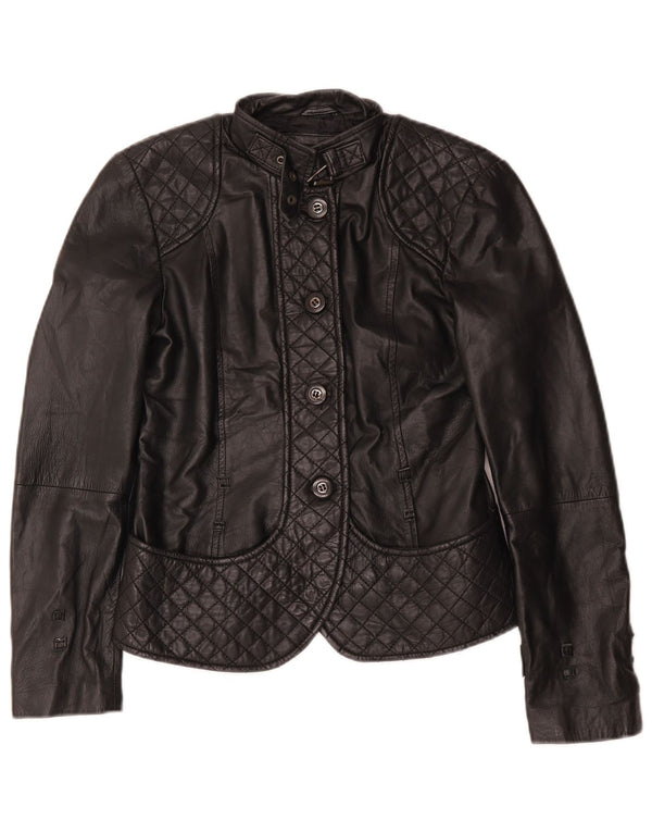 Jachetă de piele pentru femei Zara UK 12 Medium Black