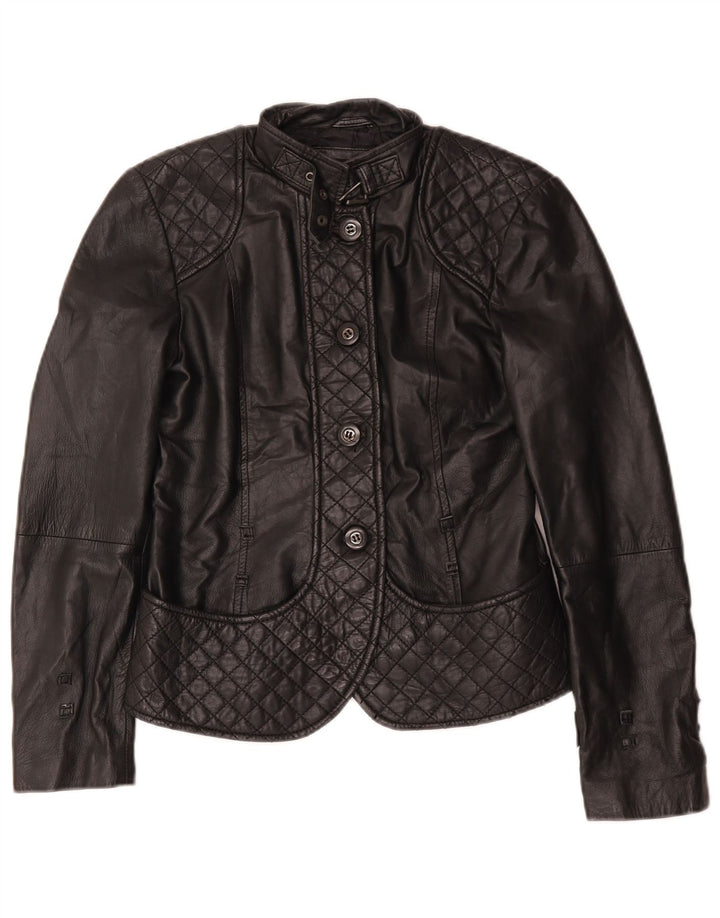 Jachetă de piele pentru femei Zara UK 12 Medium Black