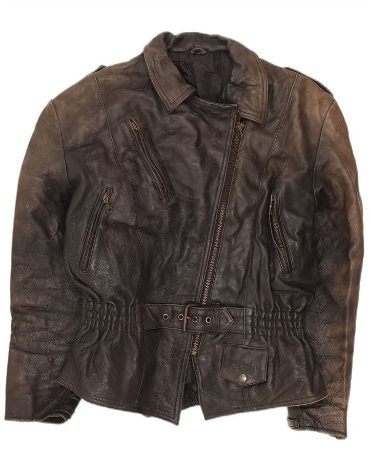 Jachetă motociclist din piele supradimensionată pentru femei Belo EU 40 Medium Negru