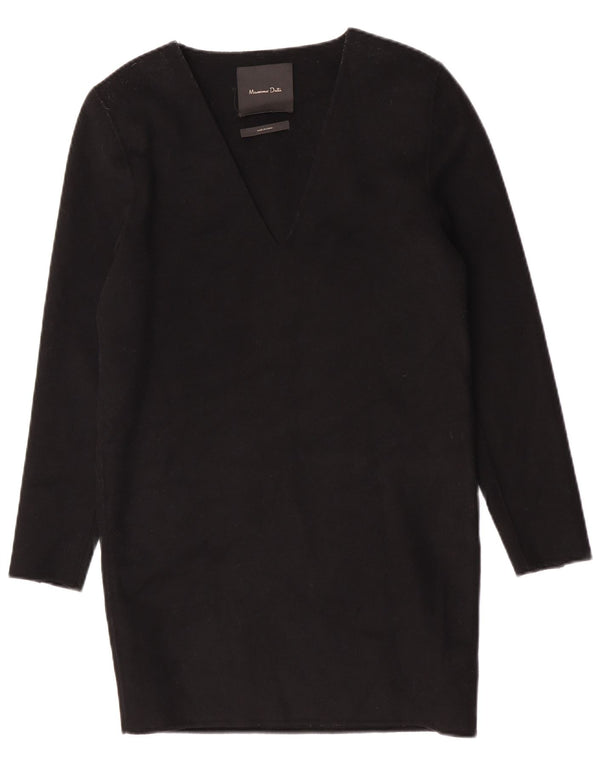 Massimo Dutti Rochie Jumper supradimensionată pentru femei cu mânecă lungă UK 6 XS Lână neagră