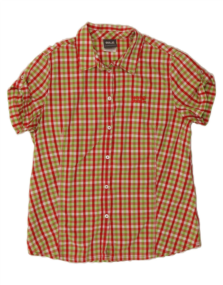 JACK WOLFSKIN Womens Short Sleeve Shirt UK 16 Large Multicoloured Gingham Vintage Jack Wolfskin and Second-Hand Jack Wolfskin from Messina Hembry 