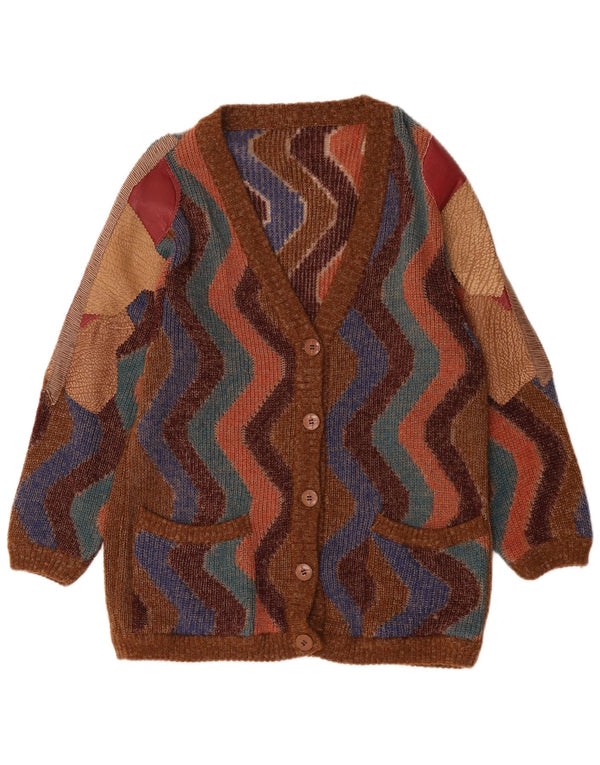 Pulover Cardigan Vintage pentru femei UK 18 XL Maro Lână color bloc
