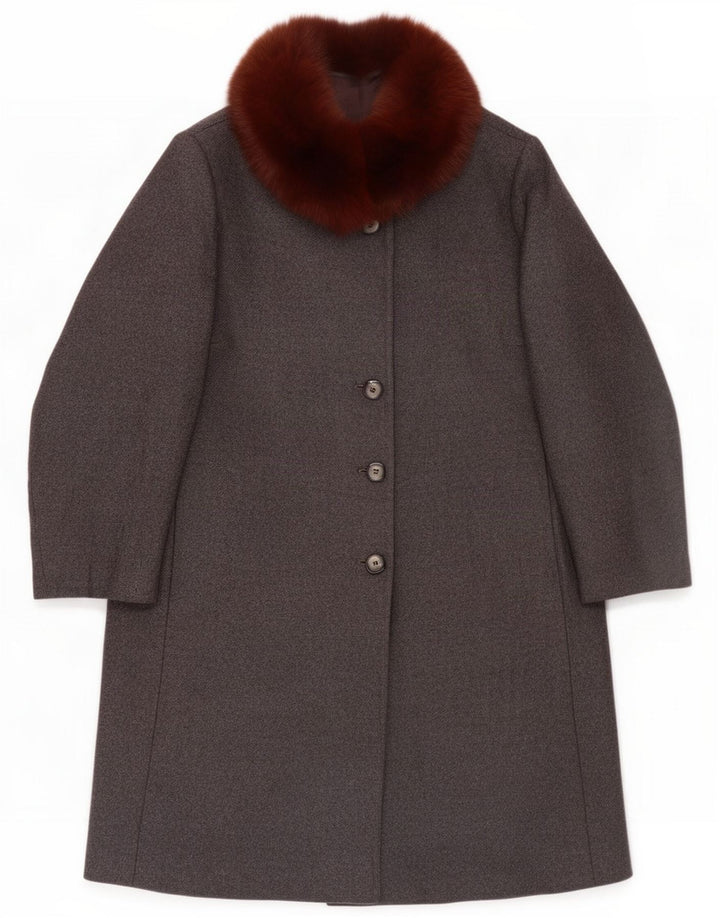Vintage Womens Overcoat UK 14 Medium Grey