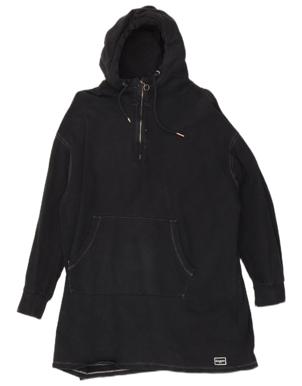 Rochie Superdry pentru femei cu glugă supradimensionată UK 14, mare, negru, bumbac