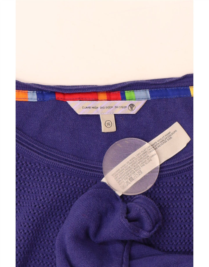 FAT FACE Pulover pentru damă cu mânecă scurtă, cu gât de barcă, Marea Britanie 16 Violet mare