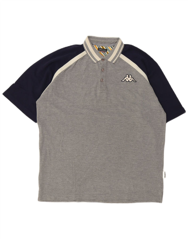 Cămașă polo pentru bărbați Kappa 2XL, bumbac color bloc, gri
