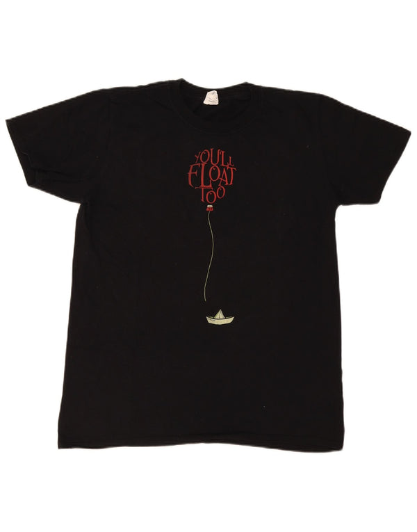 Tricou cu grafică obișnuită pentru bărbați vintage Top mediu negru bumbac