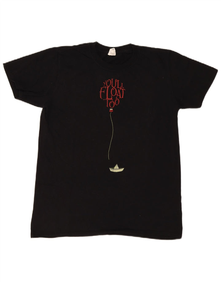 Tricou cu grafică obișnuită pentru bărbați vintage Top mediu negru bumbac