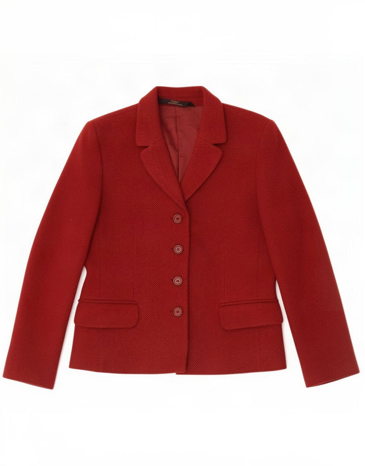 Jachetă pentru femei Marks & Spencer Petite cu 4 nasturi, UK 10, Burgundy mic