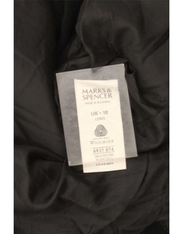 Pardesiu lung pentru femei Marks & Spencer UK 18 XL Lână nouă neagră
