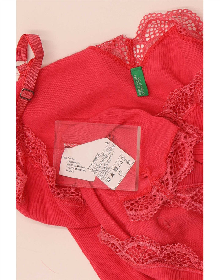 Benetton Womens Cami Top UK 8 Small Pink Bumbac