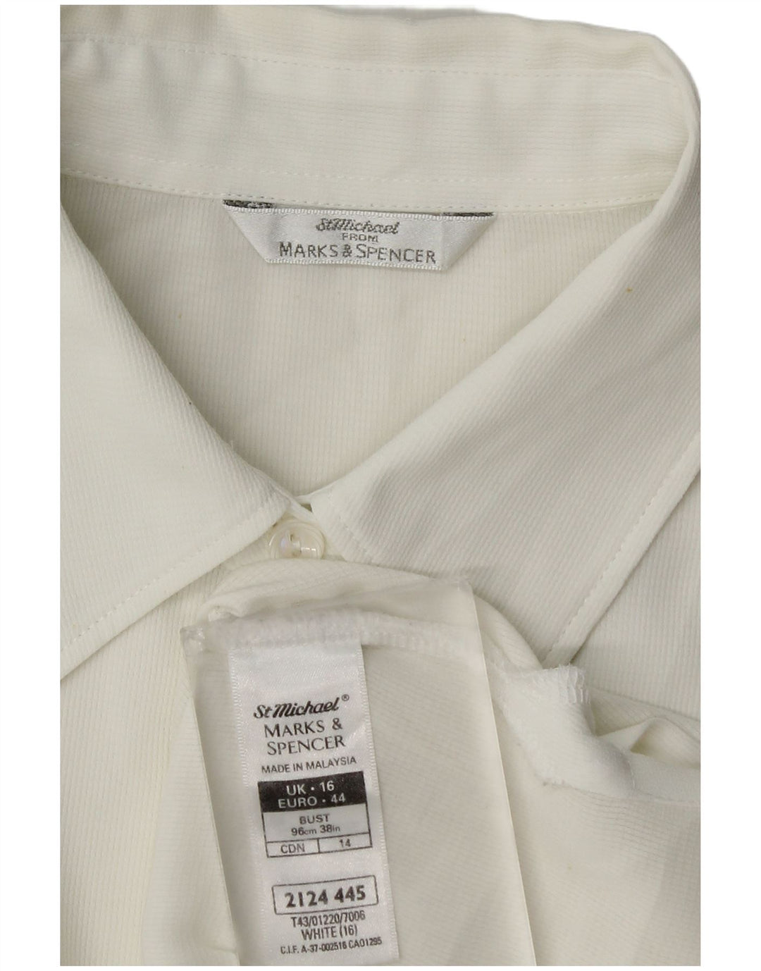 Bluză cămașă fără mâneci pentru femei Marks & Spencer UK 16 Poliester alb mare