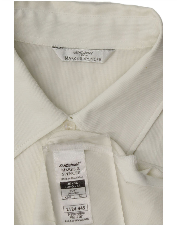 Bluză cămașă fără mâneci pentru femei Marks & Spencer UK 16 Poliester alb mare