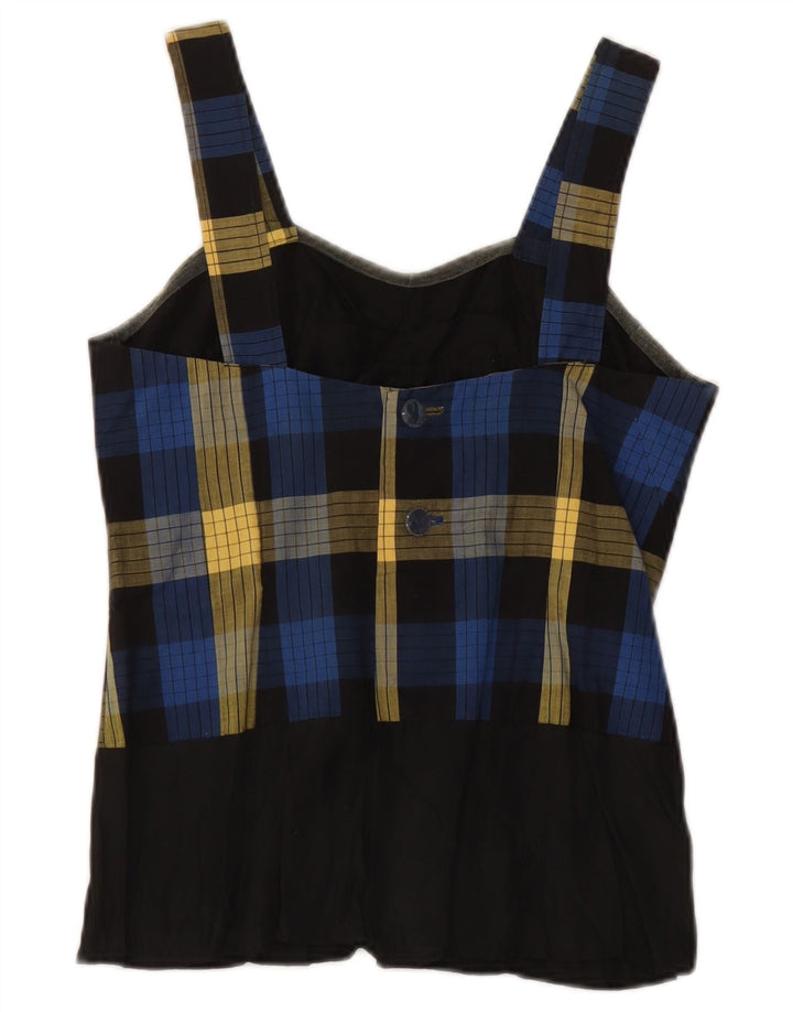 Bluză Vintage pentru femei Crop fără mâneci Top UK 10 Small Blue Check
